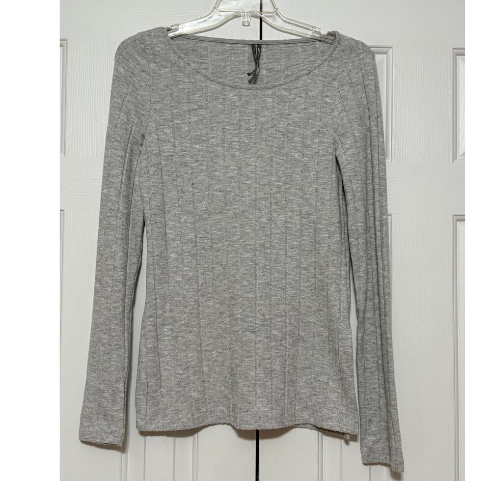 Anthropologie Heather Gray Ribbed Knit Sweater, Size M